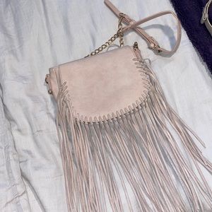Pink fringe crossbody